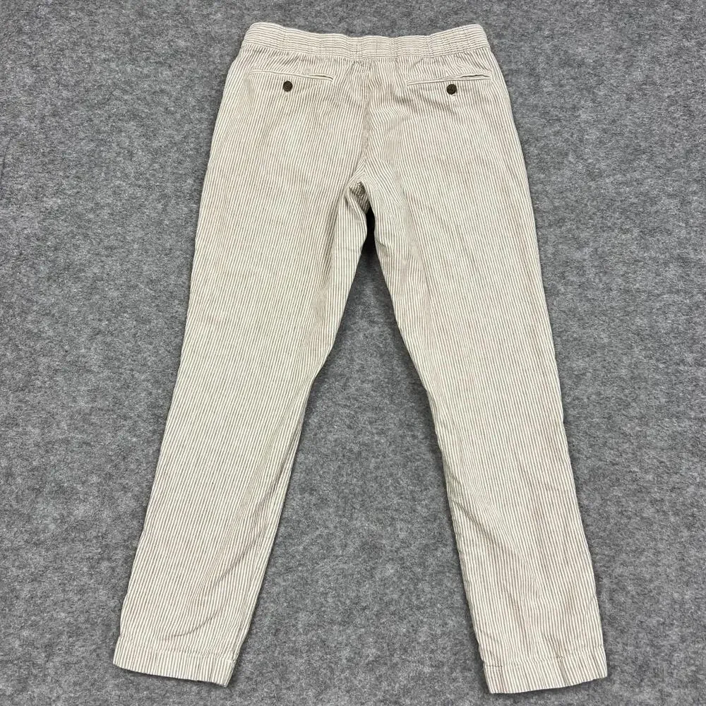 J CREW Pants Mens 32x30 Beige Driggs Jogger Linen Cotton Striped Fits30x28